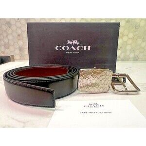 COACH Men's Signature Reversable Belt Black/Dark Brown F65186 30mm Width NEW